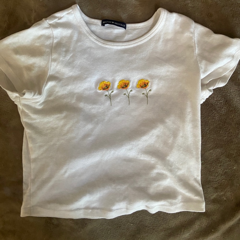 Brandy Melville white yellow crop top